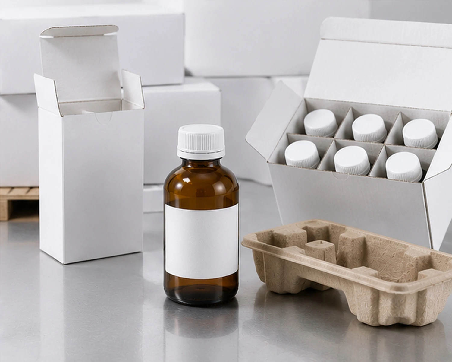 packaging detail image of Amber Pharmaceutical Glass Bottle showing application-specific retail or export packaging