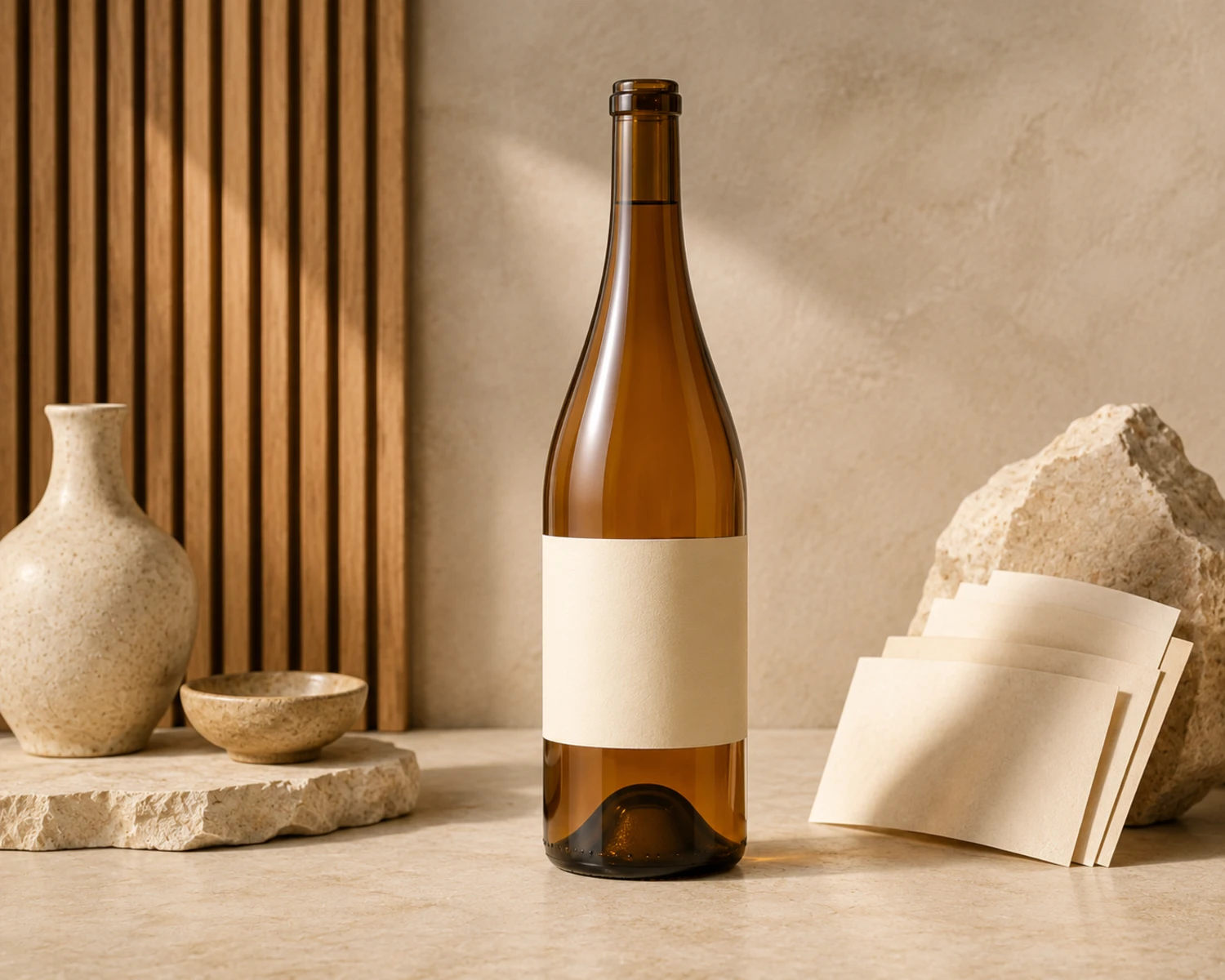 decoration process detail image of Amber Wine Glass Bottle showing finish, label area or surface treatment