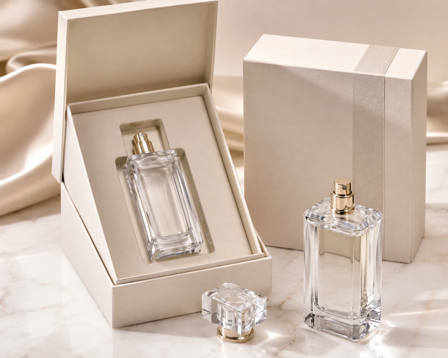 imagen de empaque de caja de regalo del Frasco de Perfume de Vidrio Cristalino